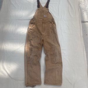 Vintage Distressed Carhartt Carpenter Double Knee Canvas Overalls Unisex 16